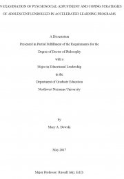 An examination of psychosocial adjustment and coping strategies of adolescents enrolled in accelerated learning programs