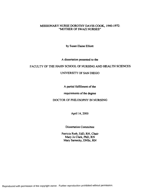 Title Page of Elliott Dissertation