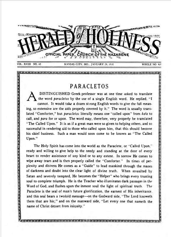 Front page of Herald of Holiness - January 29, 1930